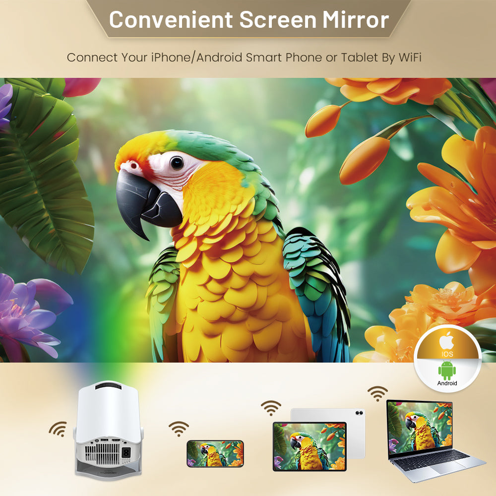 WEXC HM400Pro Smart Projector Native 720P 200 ANSI Android 11 WiFi 6